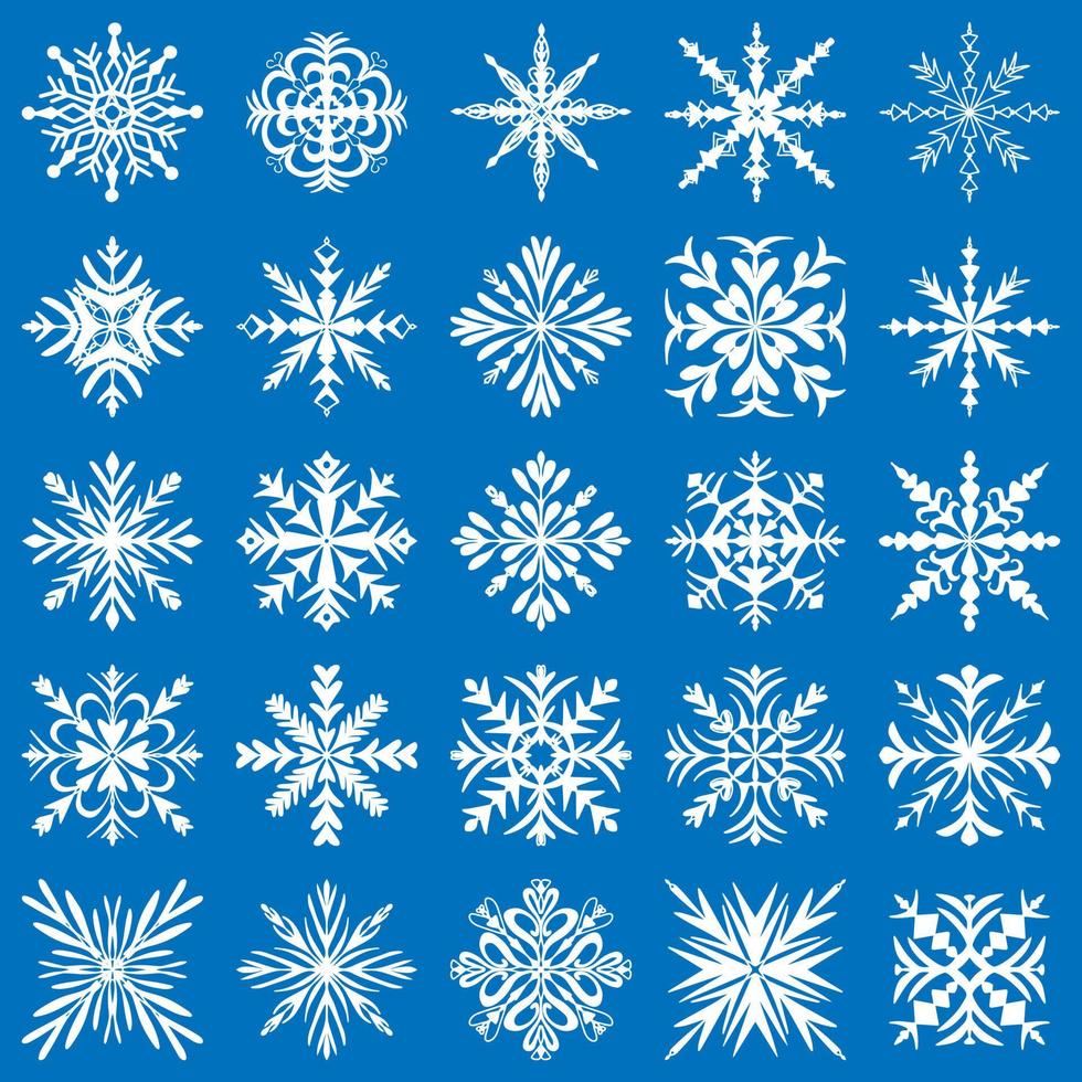 magnifique ensemble blanc flocons de neige sur une bleu Contexte pour hiver conception. vecteur