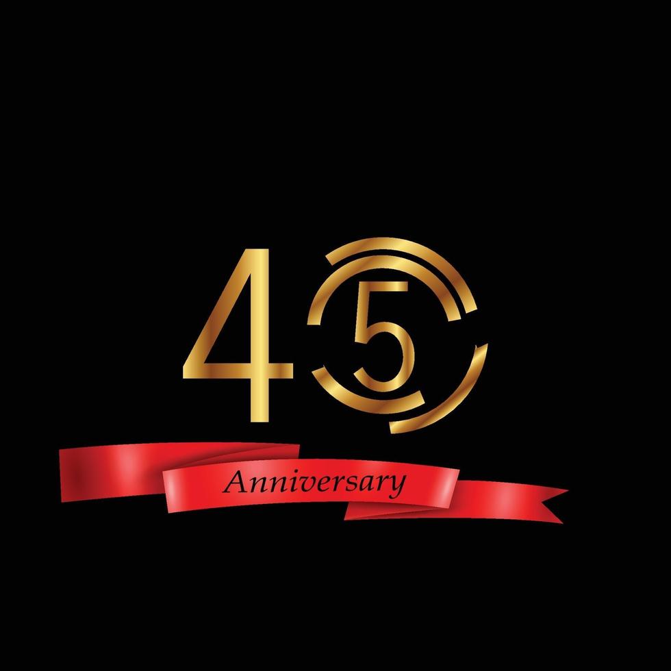 45 ans anniversaire célébration or fond noir couleur vector illustration de conception de modèle