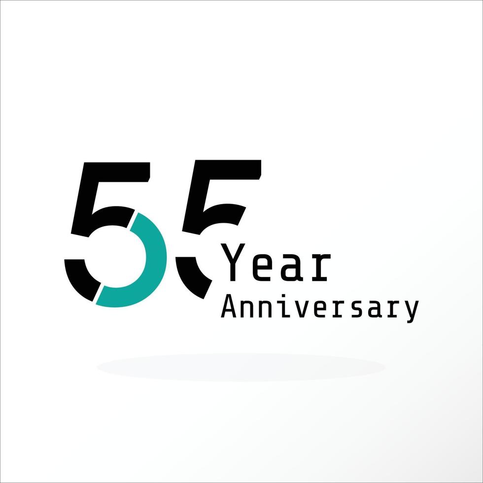 55 ans anniversaire célébration couleur bleue vector illustration de conception