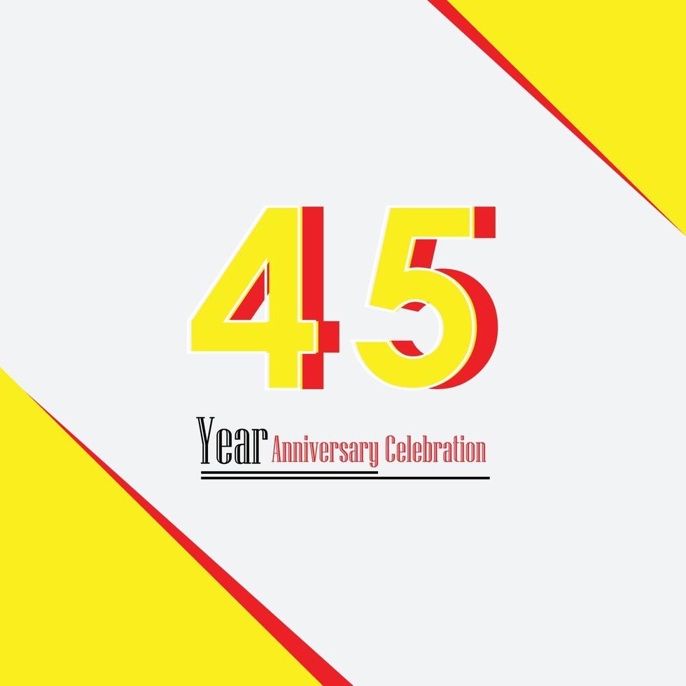 45 ans anniversaire célébration couleur jaune vector illustration de conception de modèle