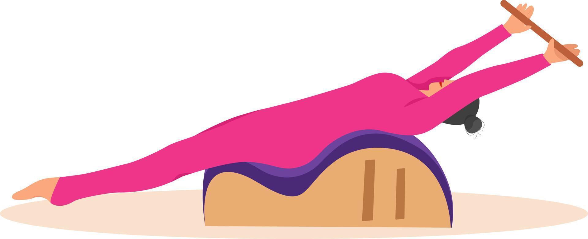 femme Faire pilates avec équipement. équipement - retour correcteur pour pilates. vecteur illustration