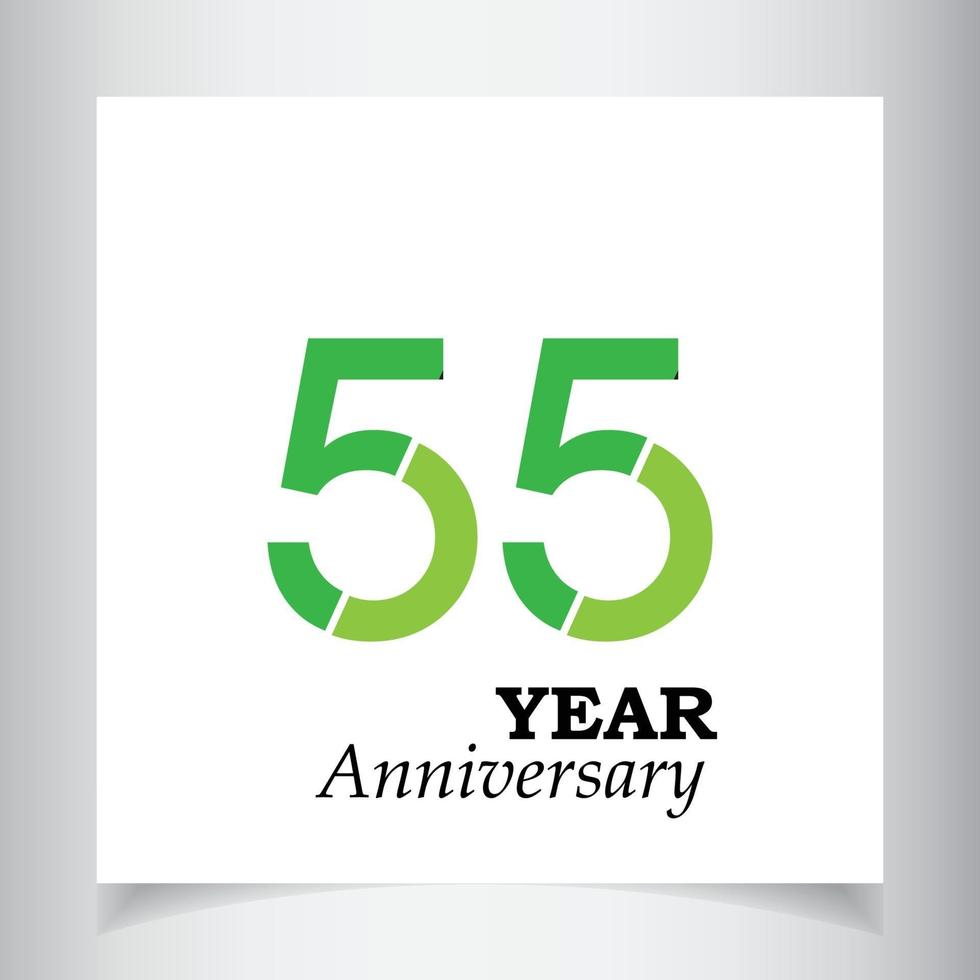 55 ans anniversaire célébration illustration de conception de modèle de vecteur de couleur verte