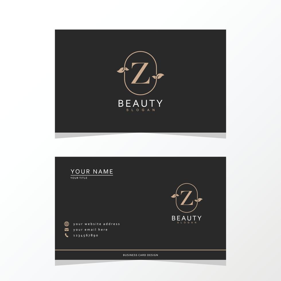 luxueux et élégant minimaliste z logo conception avec affaires carte. initiale logo pour signature, mariage, mode, floral et botanique logo. vecteur