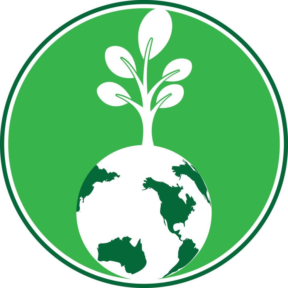 modèle de conception de logo vectoriel arbre globe. planète et symbole ou icône écologique.