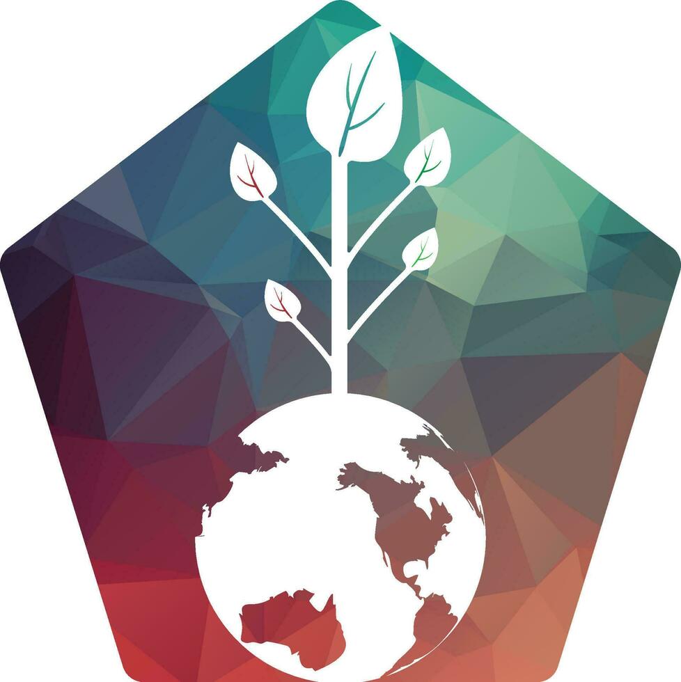 modèle de conception de logo vectoriel arbre globe. planète et symbole ou icône écologique.