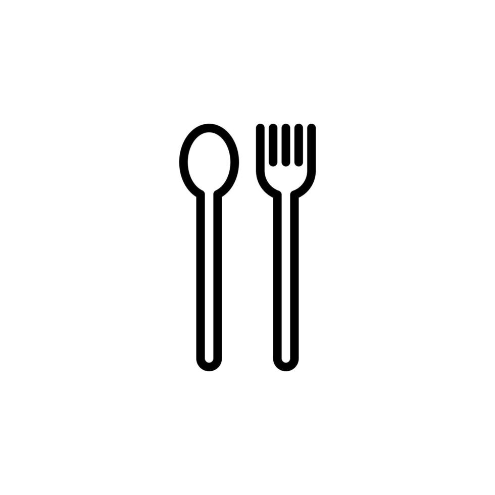 cuillère et fourchette icône pour restaurant symbole et nourriture tribunal signe. vecteur eps10