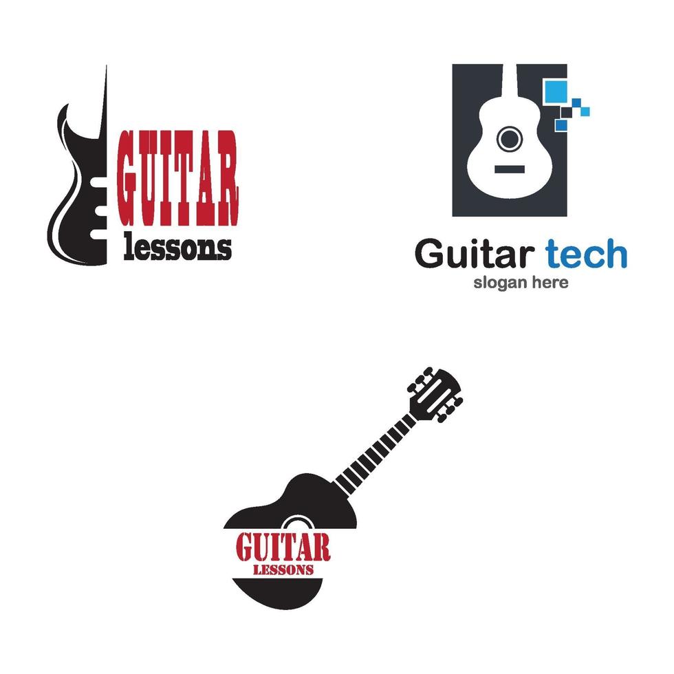 illustration d & # 39; images de logo de leçon de guitare vecteur