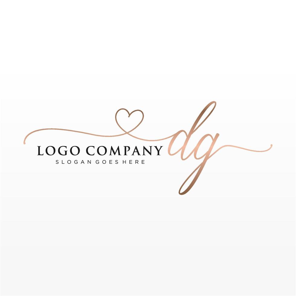 initiale dg féminin logo collections modèle. écriture logo de initiale signature, mariage, mode, bijoux, boutique, floral et botanique avec Créatif modèle pour tout entreprise ou entreprise. vecteur