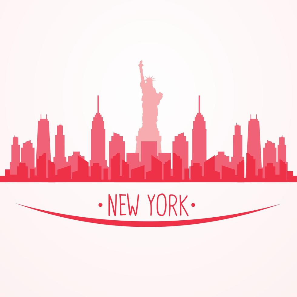Nouveau york ville linéaire style horizon avec bâtiments, tours, vecteur illustration