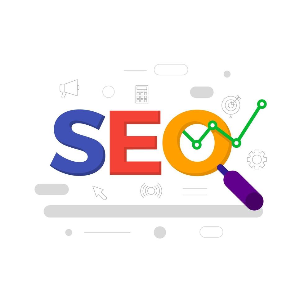 moteur de recherche SEO de concept de design plat optimiser. vecteur illustrent.