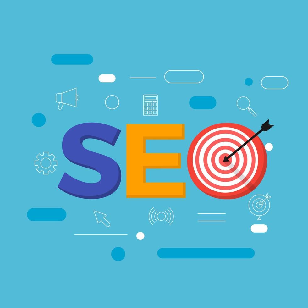 moteur de recherche SEO de concept de design plat optimiser. vecteur illustrent.