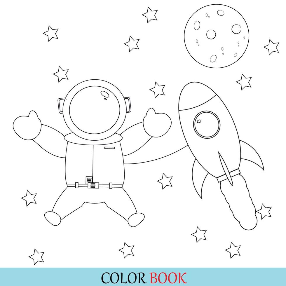 astronout coloration page pour enfantin vecteur