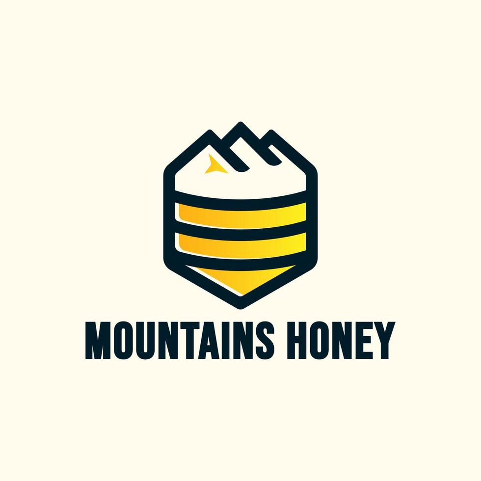 montagnes mon chéri abeille logo illustration conception vecteur