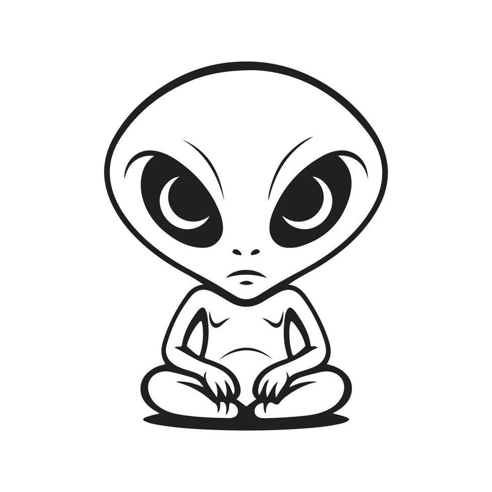 extraterrestre, logo concept noir et blanc couleur, main tiré illustration vecteur