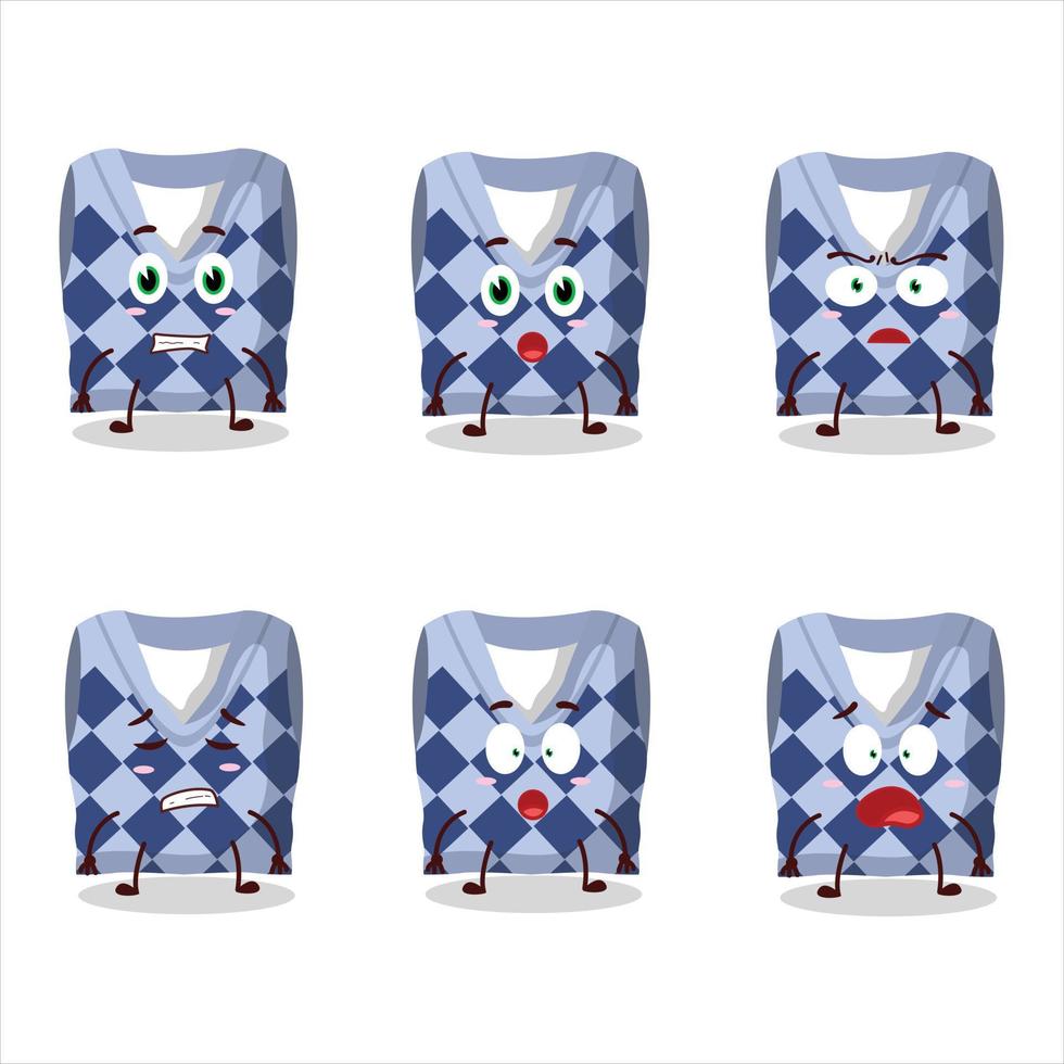 personnage dessin animé de bleu école gilet avec effrayé expression vecteur