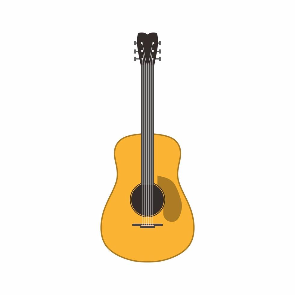 une guitare pour les vacanciers en illustration vectorielle plane de camp d'été. guitare acoustique en bois pour le divertissement de camping de loisirs isolé sur fond blanc. pique-nique tout en profitant du concept de la nature. vecteur