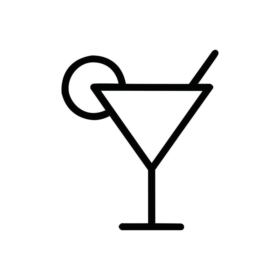 cocktail vecteur noir ligne icône