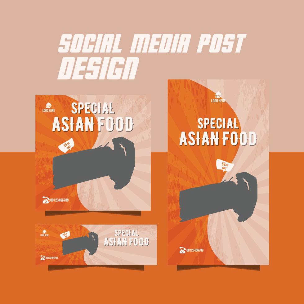 spécial asiatique nourriture prospectus social médias nourriture Publier vecteur