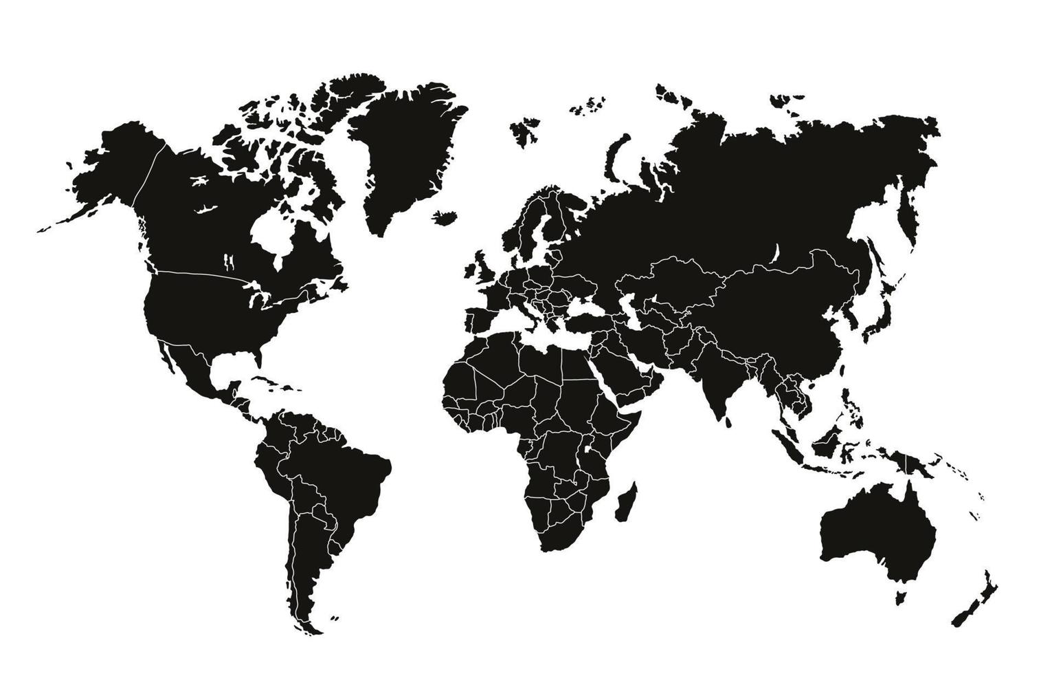 carte du monde en noir et blanc vecteur