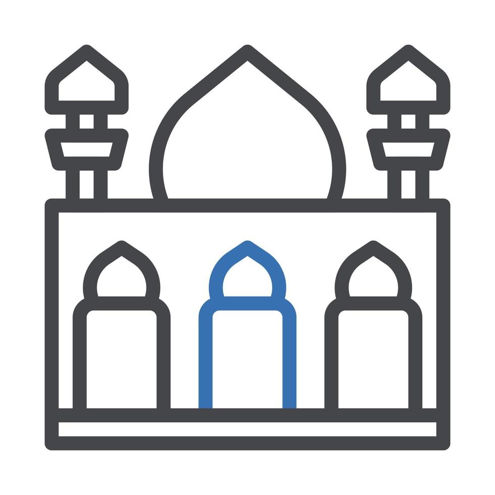 mosquée icône bicolore gris bleu Couleur Ramadan symbole parfait. vecteur