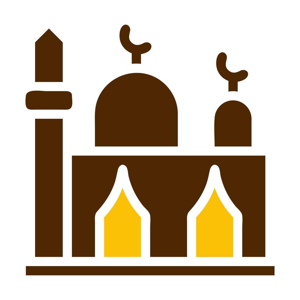 mosquée icône solide marron Jaune Couleur Ramadan symbole parfait. vecteur