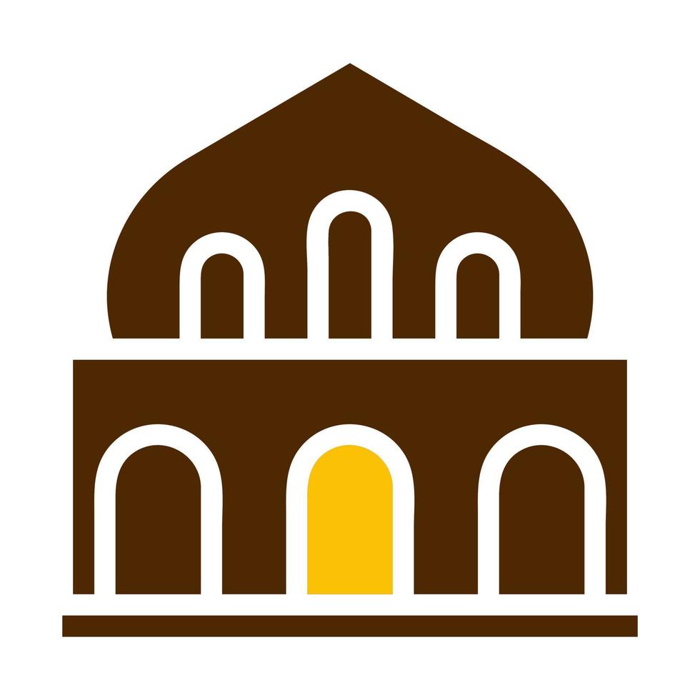 mosquée icône solide marron Jaune Couleur Ramadan symbole parfait. vecteur