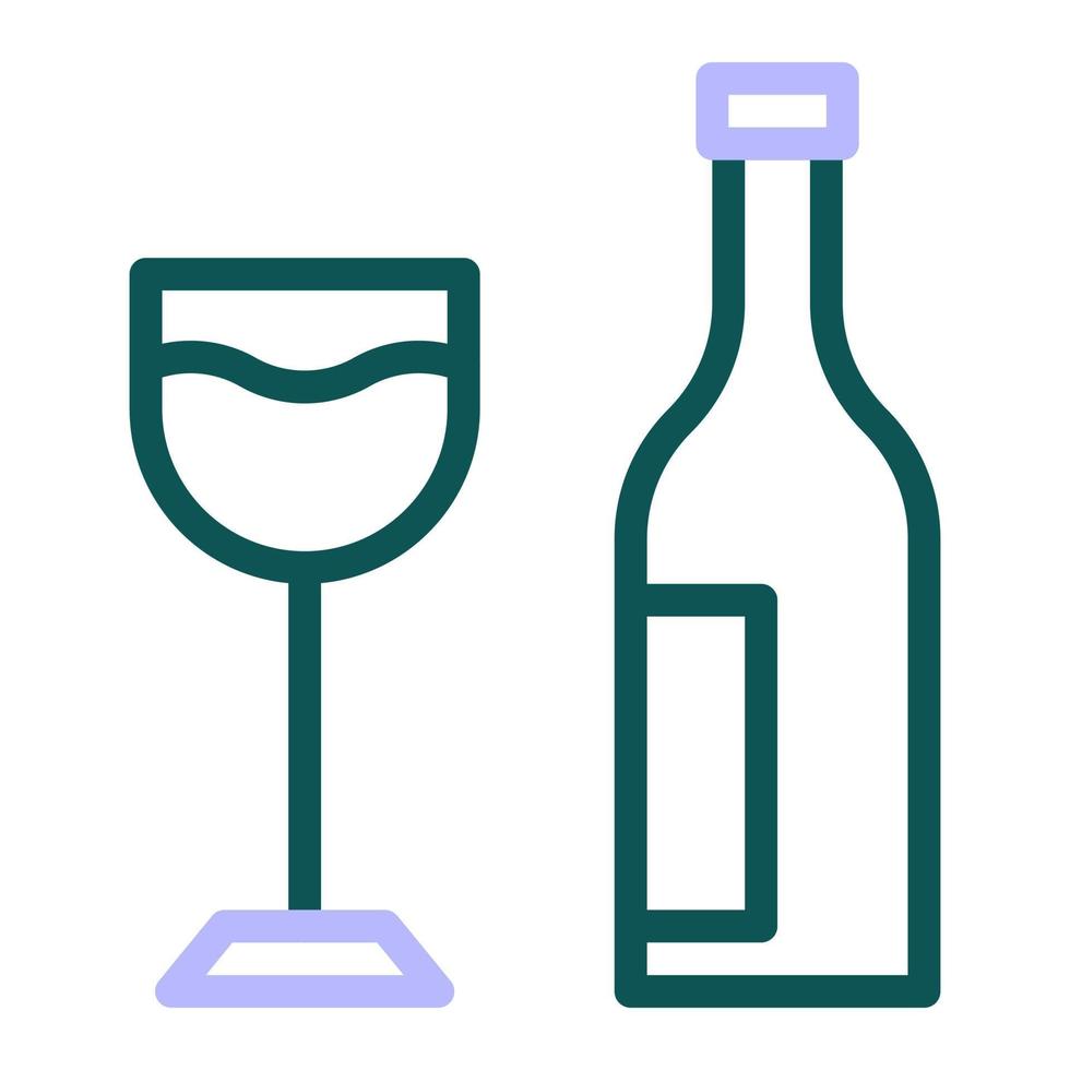 verre du vin icône bicolore vert violet Couleur Pâques symbole illustration. vecteur