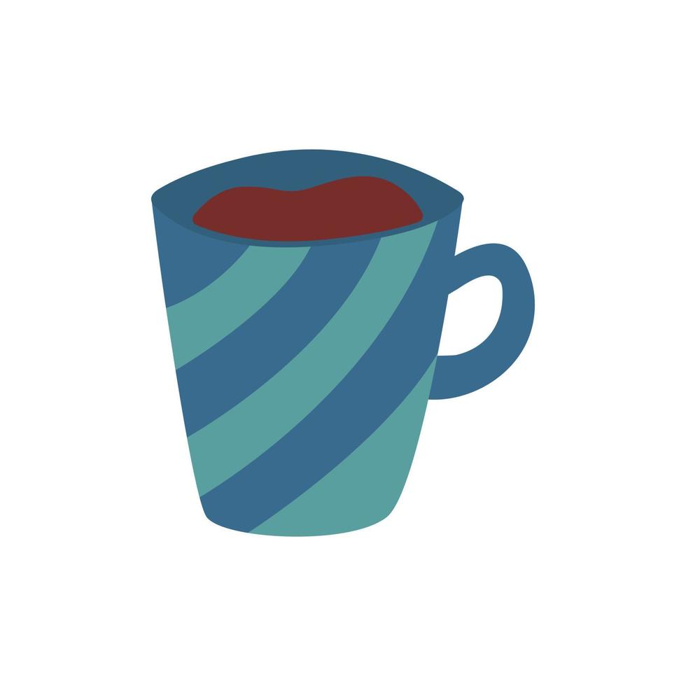 mignonne bleu tasse de thé ou café. vecteur dessin animé