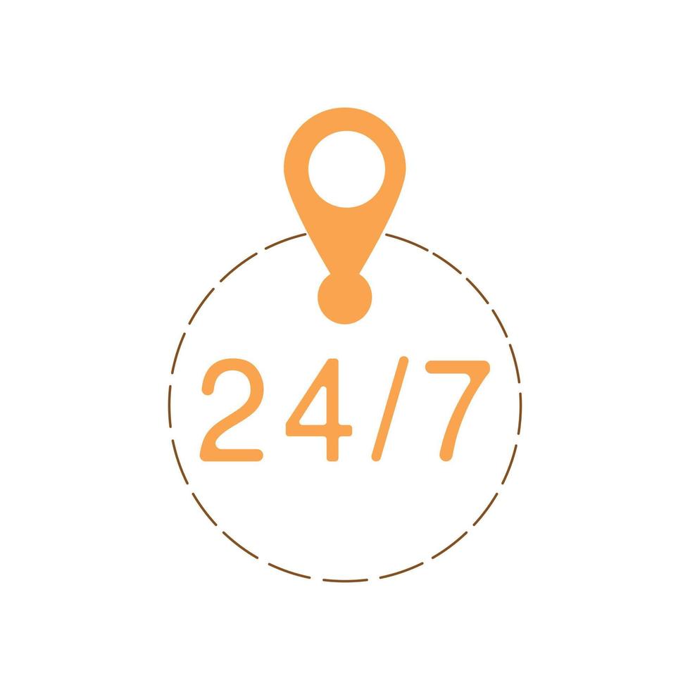 signe 24 sur 7, rond le l'horloge livraison courrier un service isolé vecteur