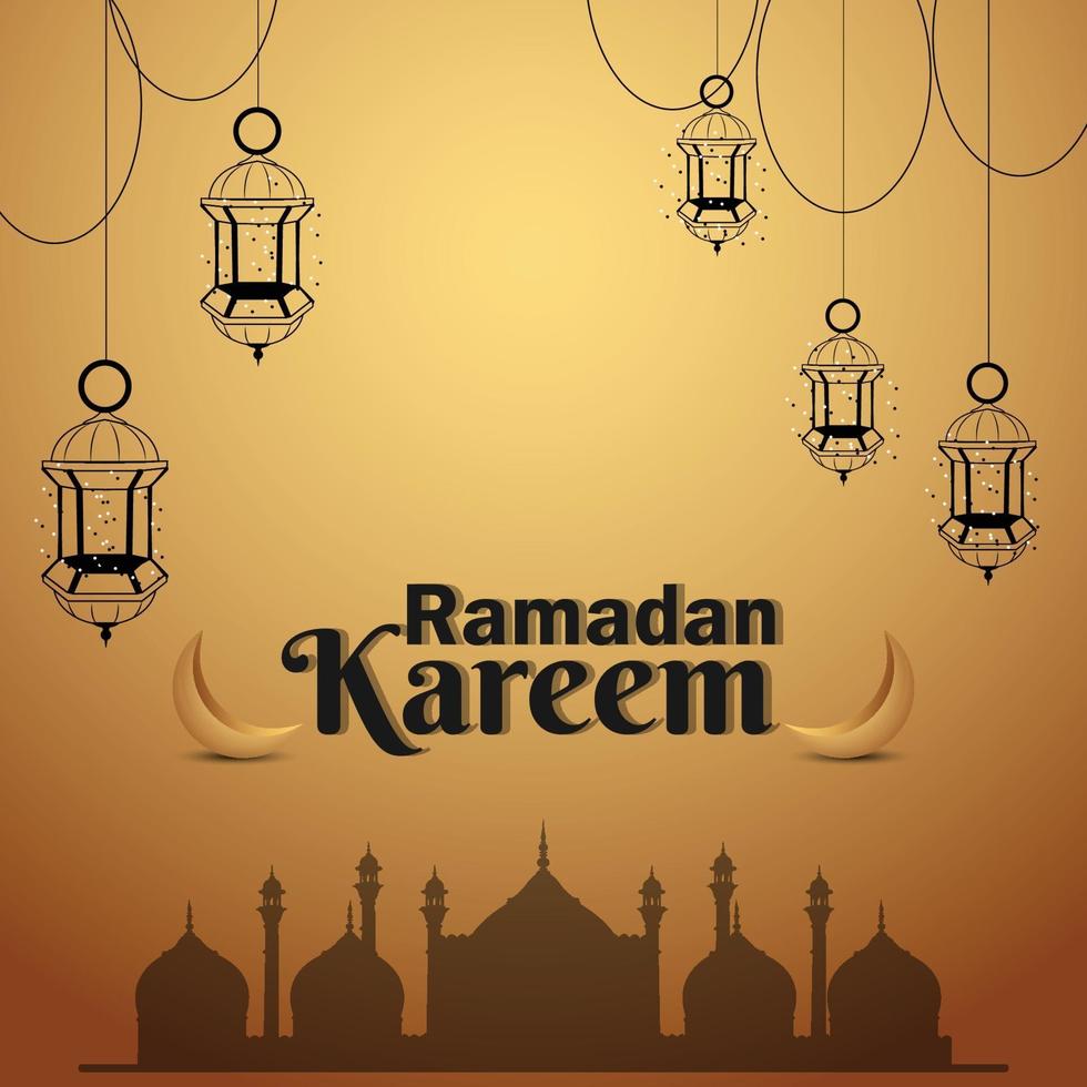 ramadan kareem festival islamique créatif avec livre sacré kuran et lanterne arabe vecteur