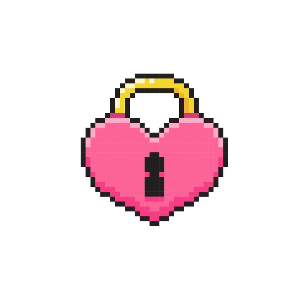 cadenas avec cœur forme dans pixel art style vecteur