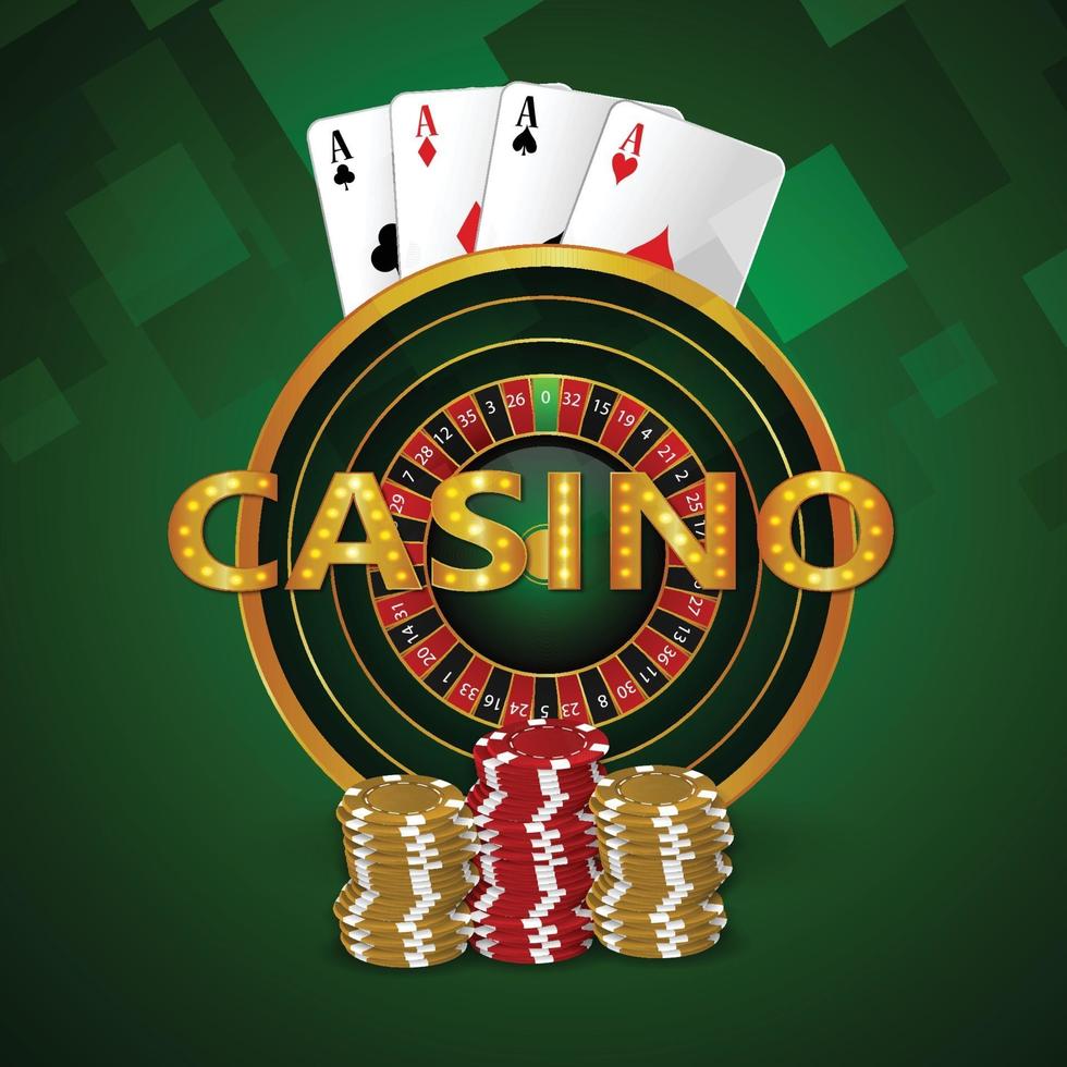 fond d'illustration de casino de luxe avec des cartes à jouer et des pièces d'or vecteur