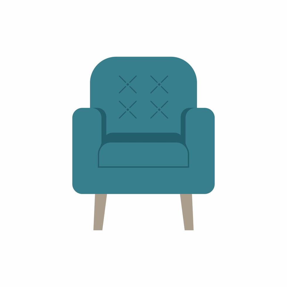 meubles de dessin animé plat moderne de vecteur de fauteuil. intérieur élégant de bureau, de maison, d'hôtel ou d'appartement. tabouret simple en couleur pastel bleu isolé sur fond blanc. illustration vectorielle