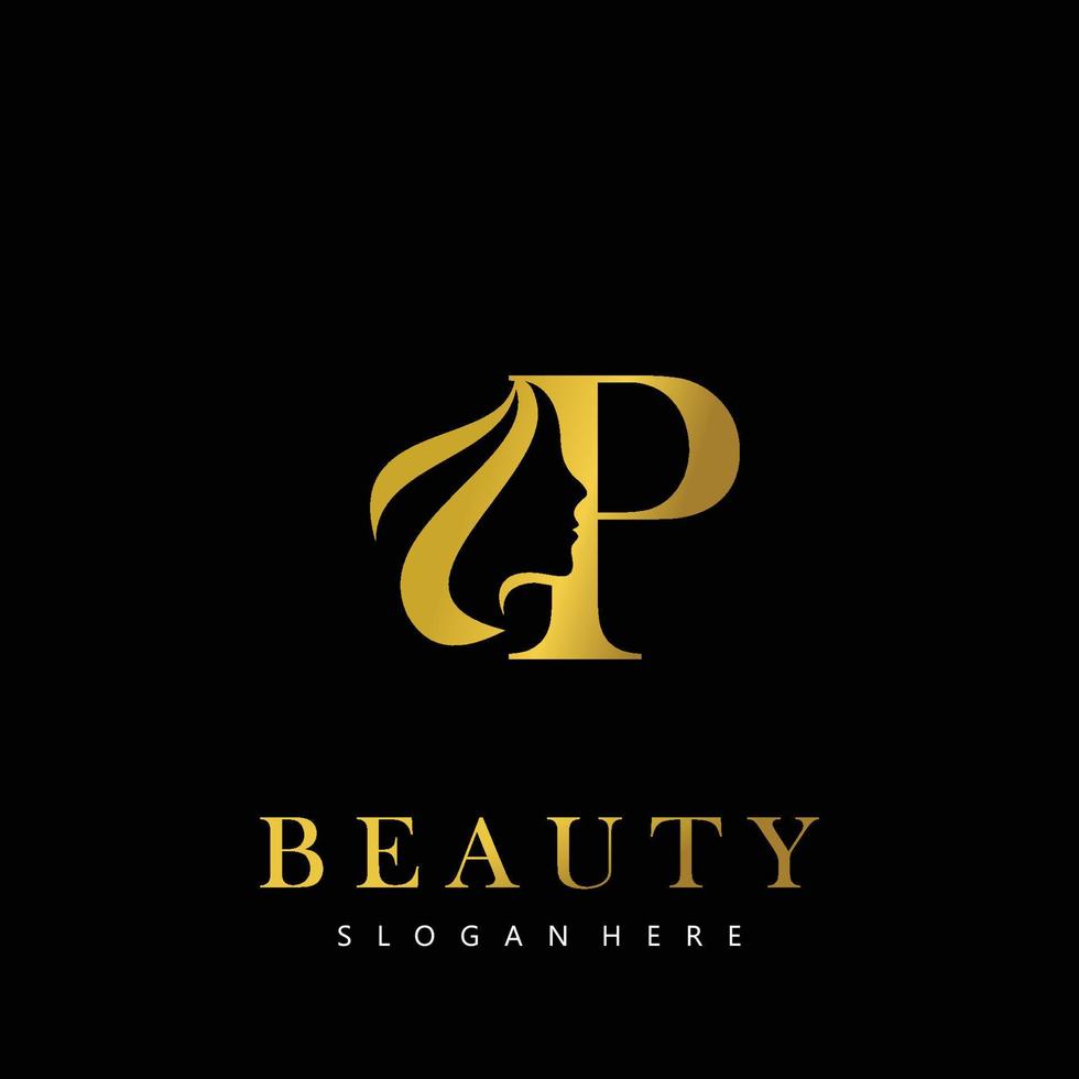 lettre p élégance luxe beauté or Couleur aux femmes mode logo vecteur