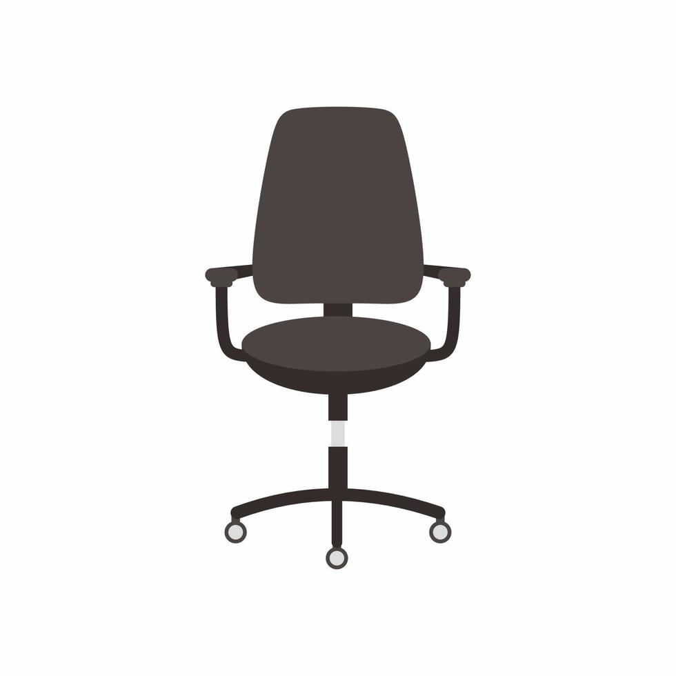 icône de vecteur de chaise de bureau design plat isolé sur fond blanc. cuir noir moderne pour meubles de chaise de bureau. concept d'intérieur design élégant et relaxant. illustration de style dessin animé