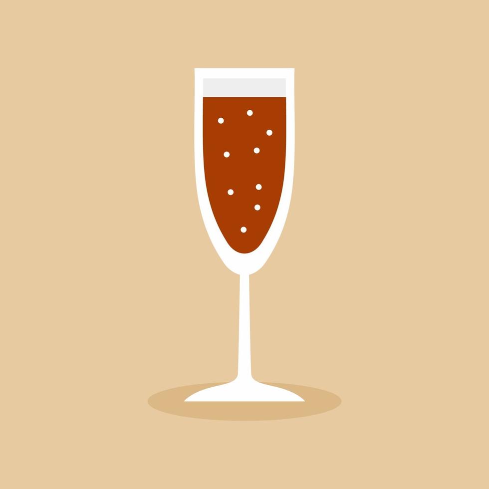 icône plate un verre de boissons alcoolisées. flûtes à champagne verres étroits remplis de vin, brandy, cognac ou whisky. concept d'amateurs de bière alcool. illustration vectorielle simple et minimale vecteur