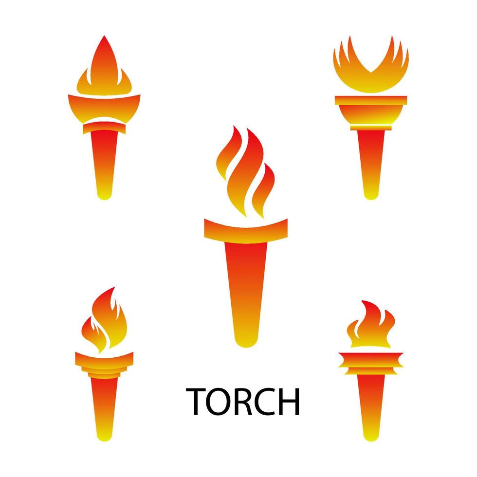 torche icône ensemble. torche symbole. flamboyant icône vecteur