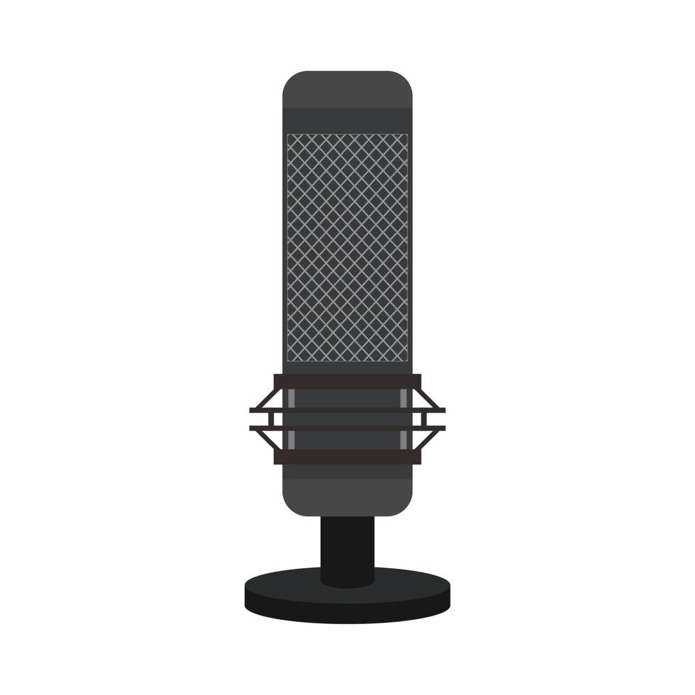 micro. microphone pour podcasteur, diffuseur, streamer avec un son de qualité. concept de studio d'enregistrement. illustration vectorielle plane, icône, création de logo isolé sur fond blanc. vecteur