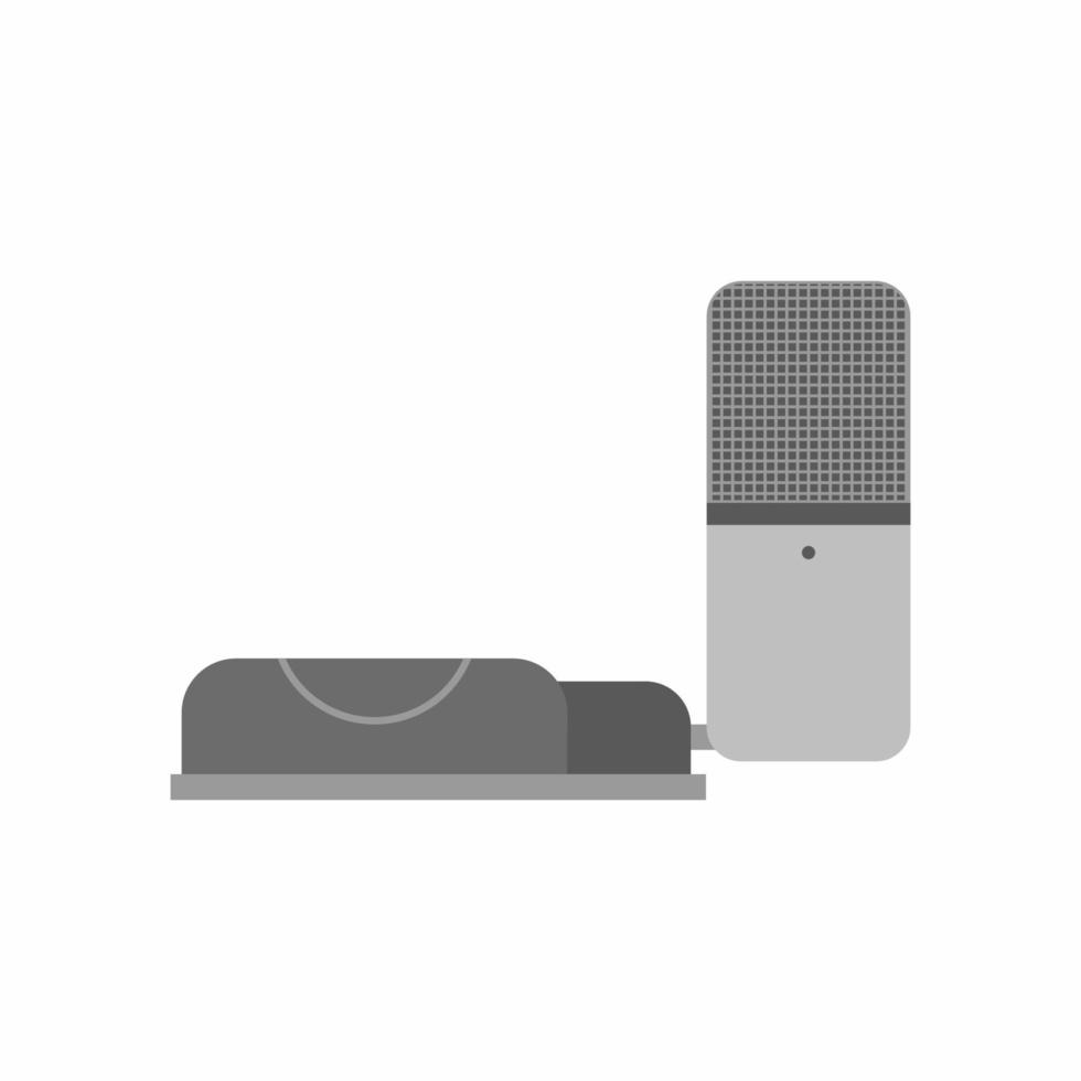 micro dans un style plat isolé sur fond blanc. microphone usb portable pour podcasteurs, streamers, musiciens. icône de radio podcast. musique, voix, concept d'enregistrement. illustration vectorielle vecteur