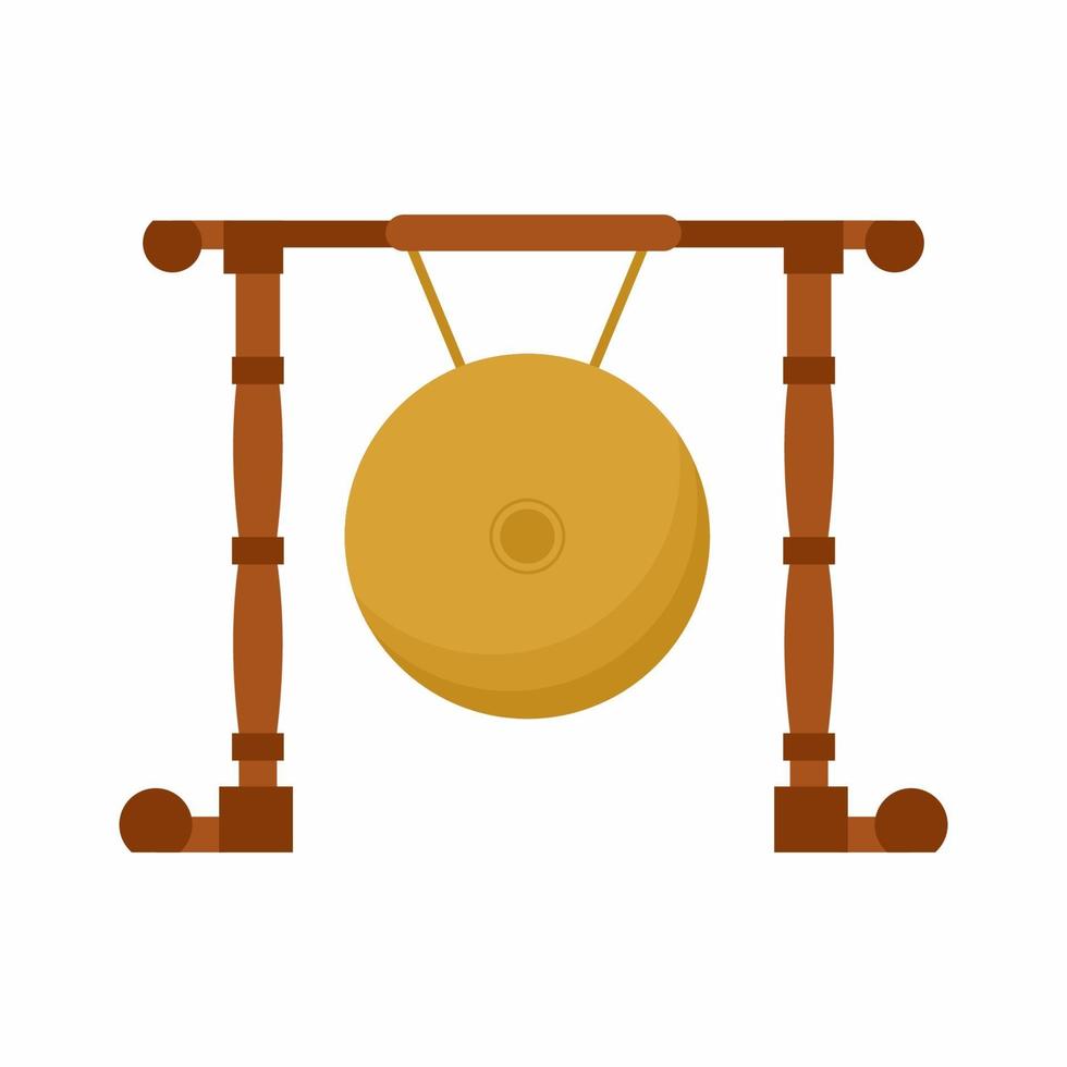 icône plate de vecteur de gong. Instrument gamelan métallophone traditionnel indonésien appelé gong ou kempul. c'est un instrument de percussion de musique d'Asie de l'est et du sud-est. concept d & # 39; instrument javanais