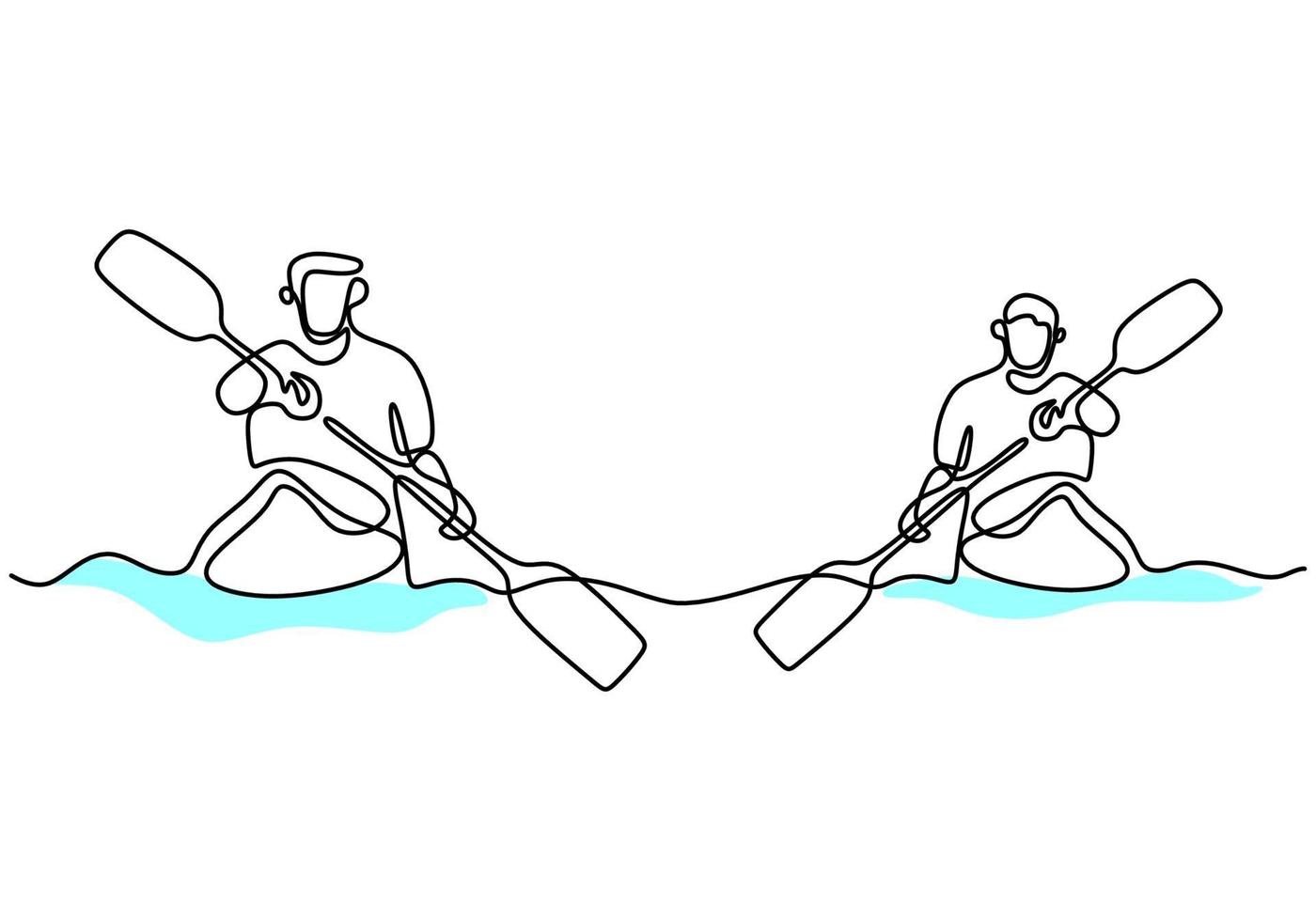 un dessin au trait continu d'une course de bateaux athlète énergique sur la rivière. un groupe de rameurs profiter de longs bateaux en compétition isolé sur fond blanc. concept de travail d & # 39; équipe de bateau à rames de membre de l & # 39; équipe vecteur