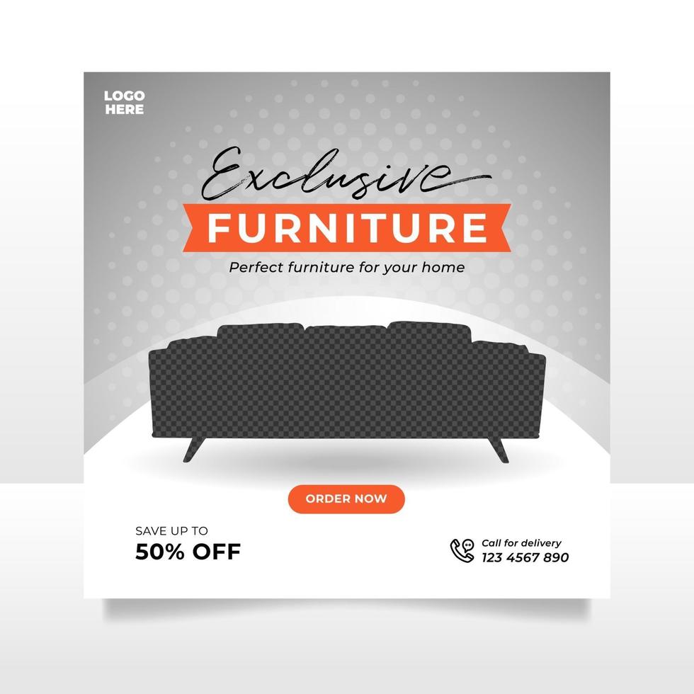 bannière de vente de meubles minimaliste ou modèle de publication sur les médias sociaux vecteur