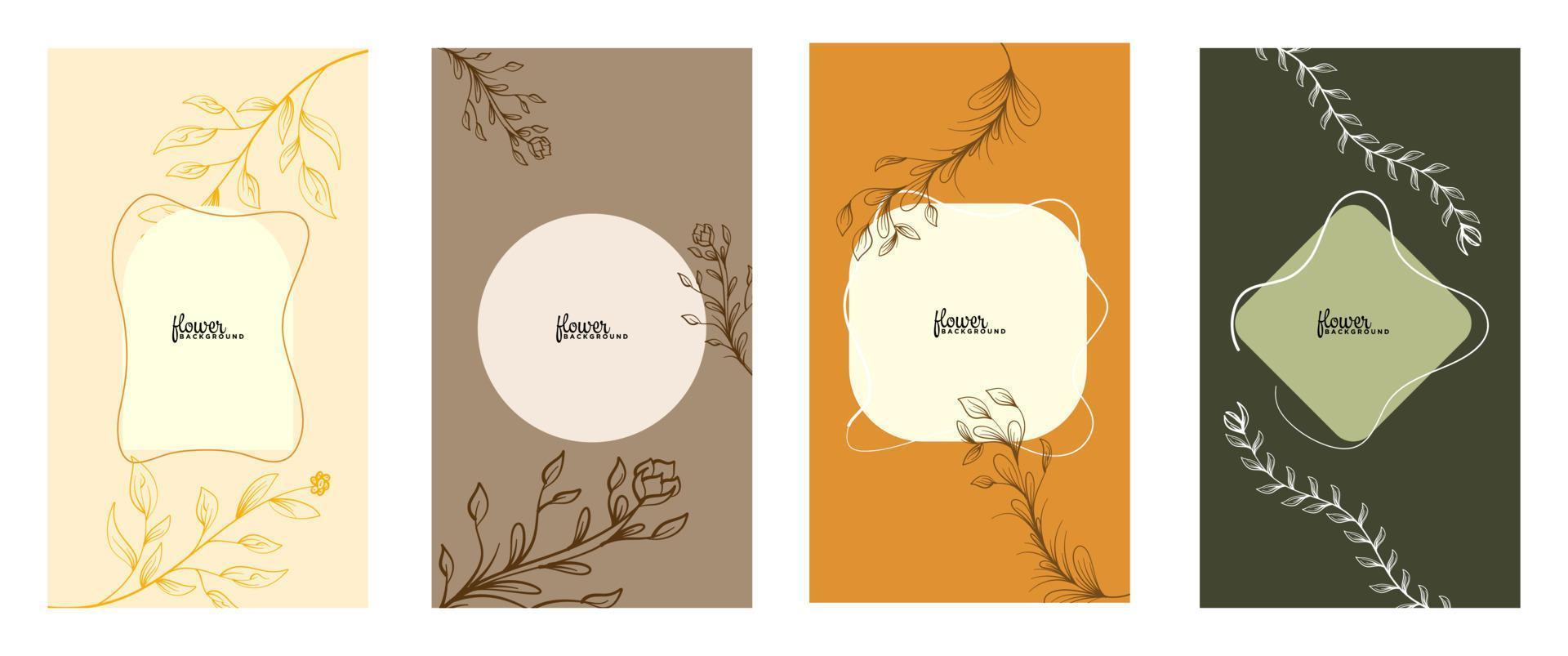 Contexte avec minimal main tiré fleur éléments dans ligne art style. floral Cadre. modifiable vecteur bannière pour social médias poste, carte, couverture, mariage invitation, affiche, mobile applications, la toile les publicités