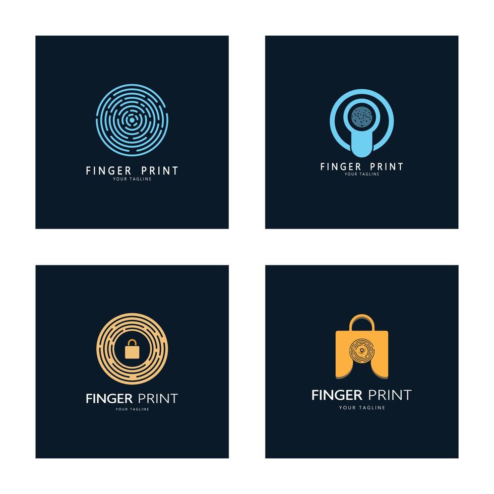Facile plat empreinte digitale logo, pour Sécurité,identification,badge,emblème,entreprise carte,numérique,vecteur vecteur