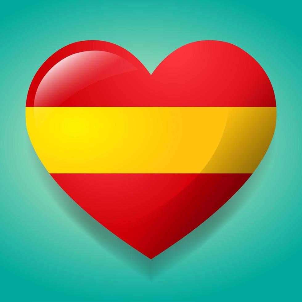 coeur avec illustration de symbole du drapeau espagne vecteur