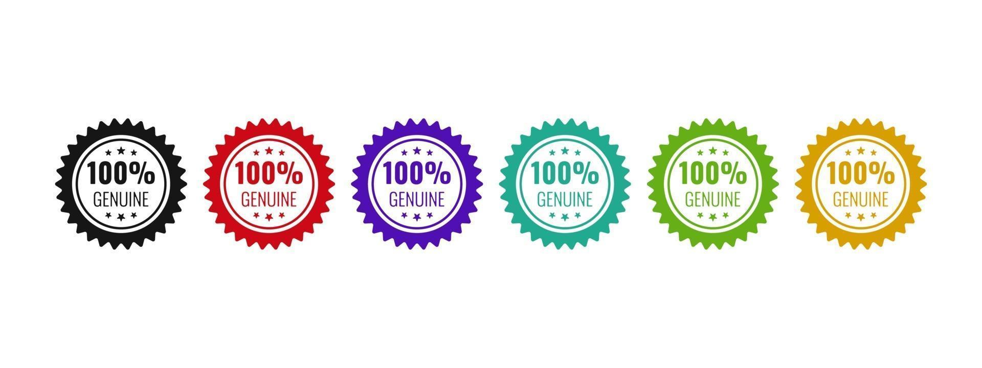 véritable conception de badge 100 logo. icône illustration vectorielle originale pour produit de confiance. vecteur