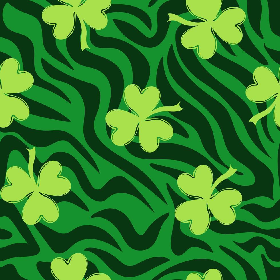 rayé zèbre peau sans couture modèle avec trèfle dans branché couleurs. content st. patricks journée vecteur