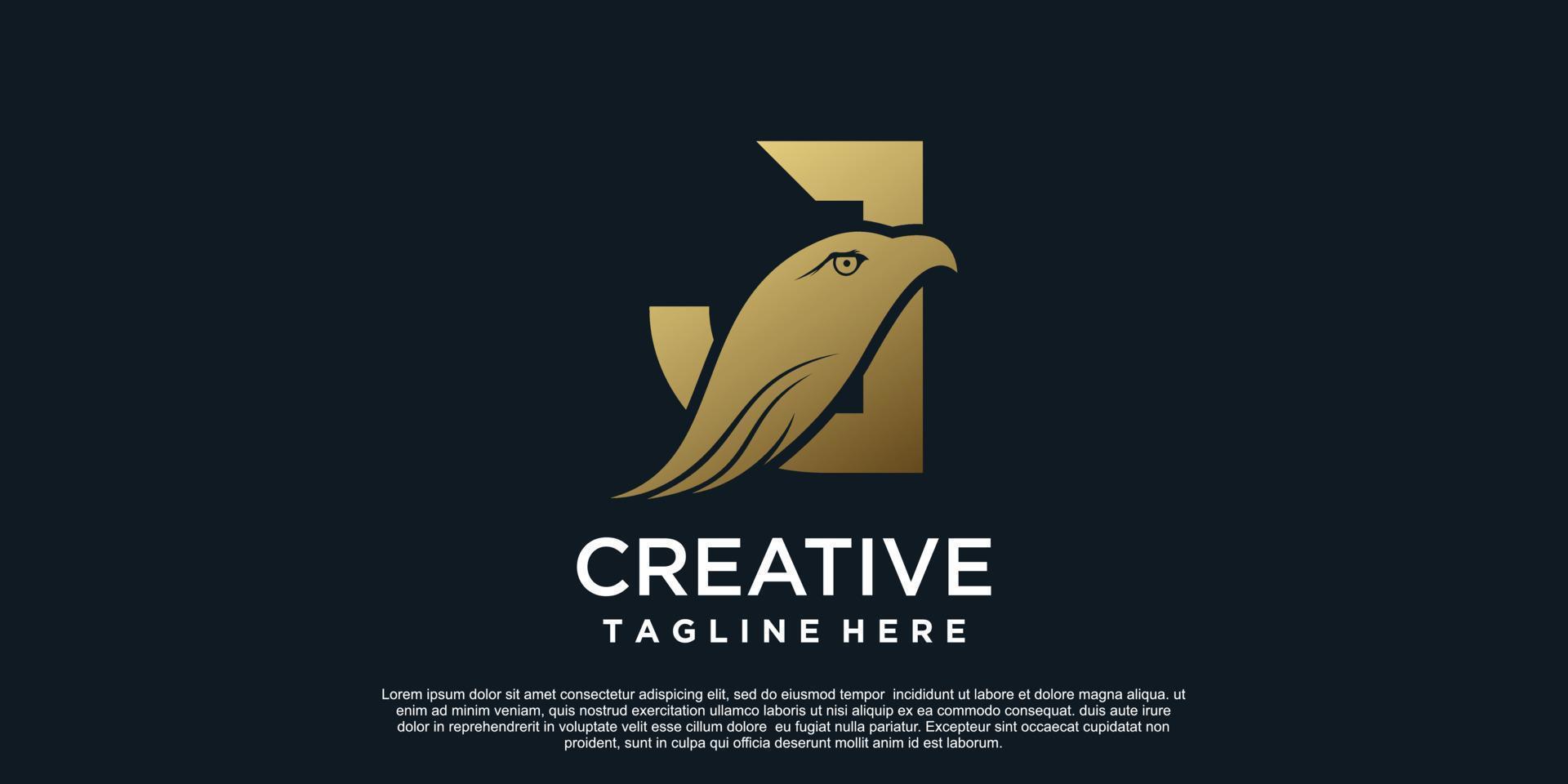 lettre j logo conception avec tête Aigle unique concept prime vecteur