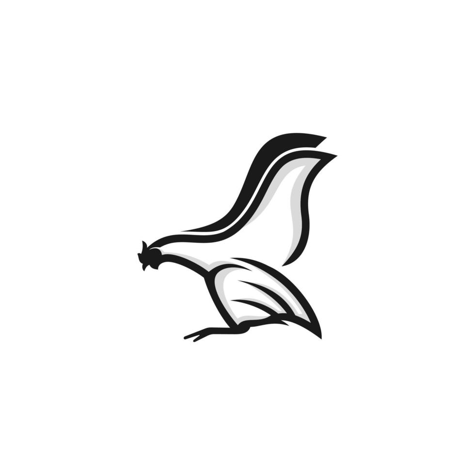 poulet en volant noir coq mouche silhouette illustration logo conception vecteur