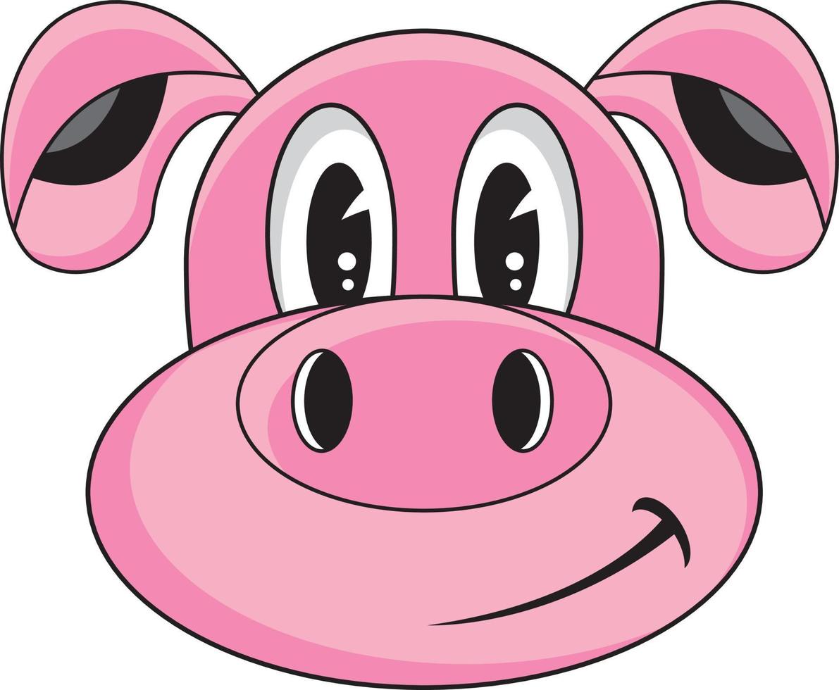 mignonne dessin animé porc personnage cour de ferme illustration vecteur